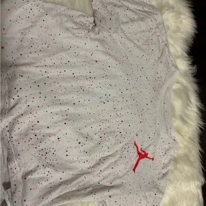 Jordan White and Red Speckled Short Sleeve Tee